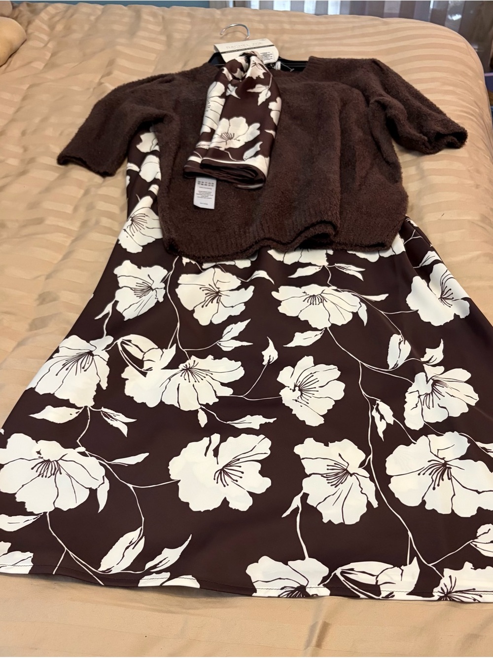 Rachel Zoe Brown and Cream Floral Skirt Set